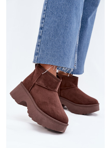 Boto Дамски Ниски Снежни Обувки Лесни За Обуване С Топла Вата Кафяви Мавел