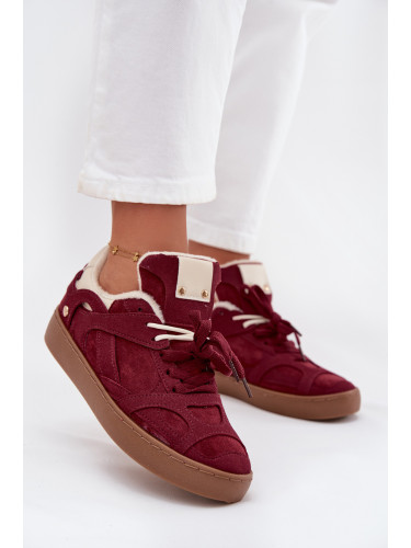 Boto Дамски маратонки на платформа с подплата от кожа в бордо Solvia