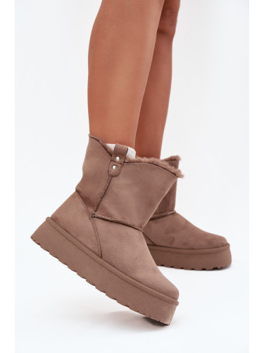 Boto Дамски Снежни Обувки На Платформа С Козина Тъмнобежови Evelira