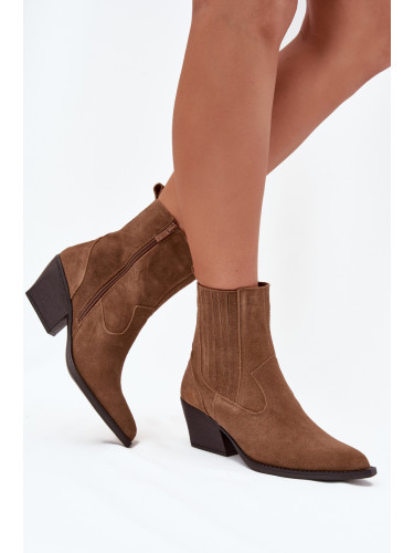 Boto Набуквени Ботуши Ковбойки Дамски На Ток Овлажнени Карамел Дилира