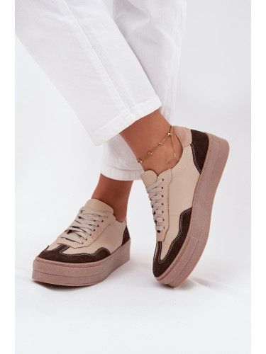 Кожени дамски маратонки на платформа Zazoo