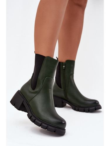 Boto Дамски Ботуши На Платформа Еко Кожа Тъмнозелени Kyra