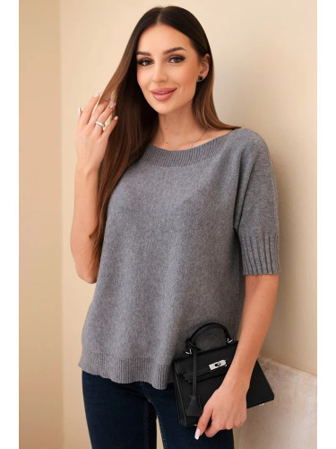 Kesi Włoski Women's short-sleeve viscose sweater gray