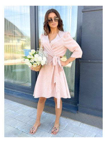 Edoti Elegant women's mini dress with heart neckline and long sleeves BIANCA DL