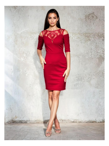 Edoti Women's mini dress with decorative neckline and open shoulders DL