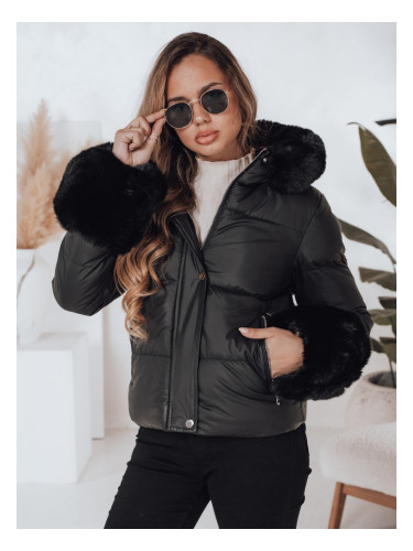 Дамско зимно яке YOUWARM с черен косъм