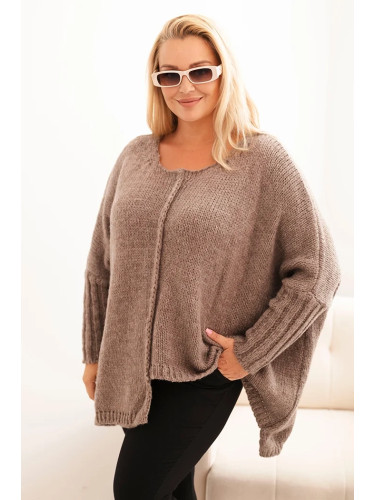 Kesi Włoski Women's Plus Size sweater with acrylic, loose fit and 3/4 sleeve fango