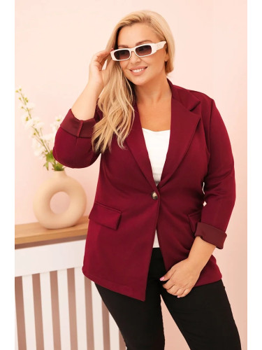 Kesi Włoski Plus Size women's blazer made of viscose with long sleeves and collar plum