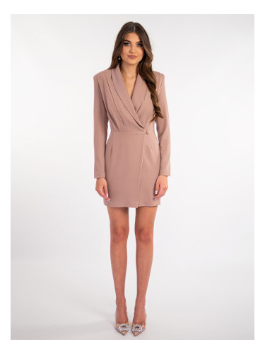 Edoti Elegant women's mini dress with heart neckline and long sleeves BLAISE DL