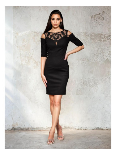 Edoti Women's mini dress with decorative neckline and exposed shoulders DL