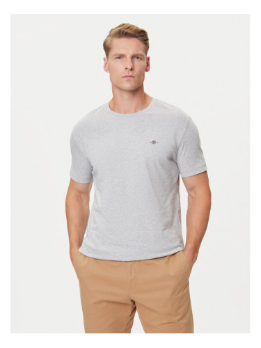 Gant Тишърт Shield 2003184 Сив Regular Fit