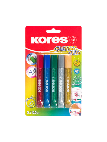 Течно лепило Kores Glitter Neon 5 броя