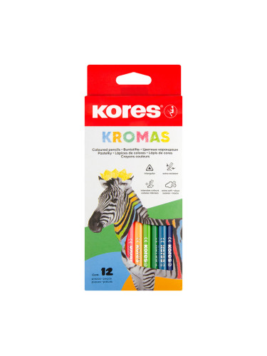 Цветни моливи Kores Kromas 12цв. дълги