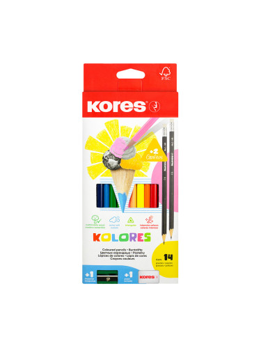 Цветни моливи Kores Kolores 12цв+остр
