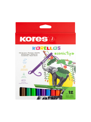 Флумастери Kores Korellos Conic 12 цвята