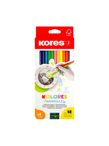 Акварелни цветни моливи Kores 12цв