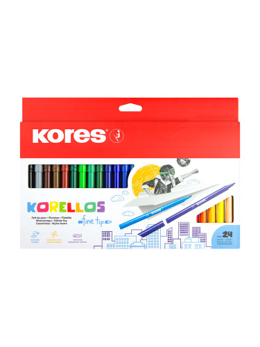 Флумастери Kores Korellos Fine 24 цвята