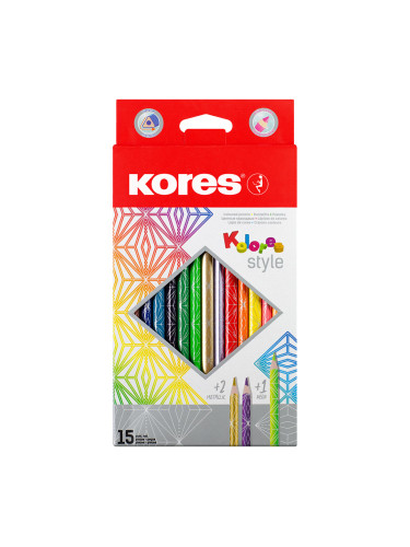 Цветни моливи Kores Kolores Style 15цв