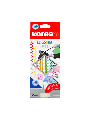 Цветни моливи Kores Magic 12цв+гума