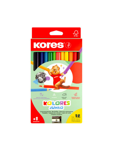 Цветни моливи Kores Jumbo 12цв
