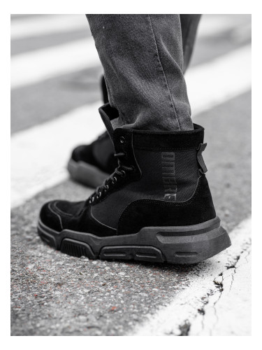 Ombre Men's ankle sneaker boots with sculpted sole - black