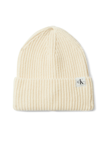 Шапка Calvin Klein Jeans Monogram Rib Beanie IU0IU00440 Екрю