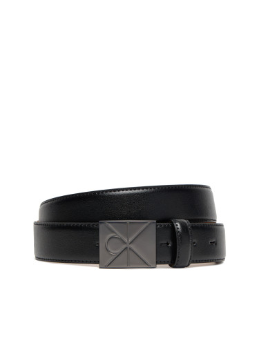 Мъжки колан Calvin Klein Emblem Plaque Buckle 32Mm LV04D7046G Черен