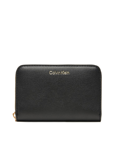 Портфейл Calvin Klein Foil Logo Medium Zip Around LV04F1091G Черен