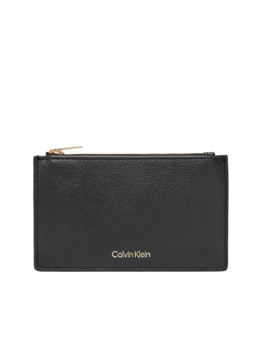 Портфейл Calvin Klein Foil Logo Top Zip Cardcase LV04F1090G Черен