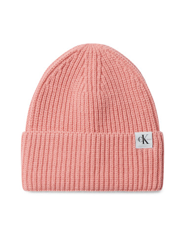 Шапка Calvin Klein Jeans Monogram Rib Beanie IU0IU00440 Розов