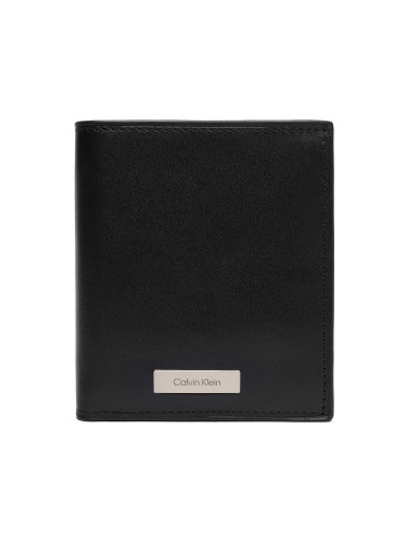 Портфейл Calvin Klein Plaque Ns Slim Trifold W/ Coin LV04D1068G Черен