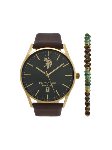 Комплект часовник и гривна U.S. Polo Assn. Colin USP6376TW Златист