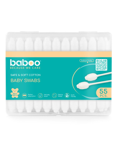 Baboo Baby Swabs клечки за уши за деца от раждането им 55 бр.