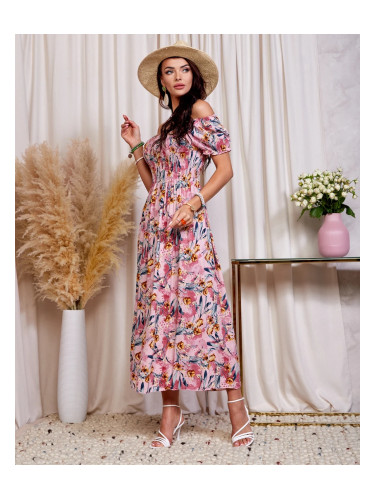 Resti Pink women's floral midi dress - Clothing