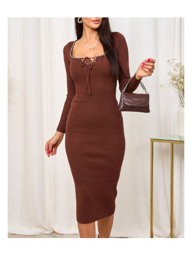 Resti Light brown women's striped dress