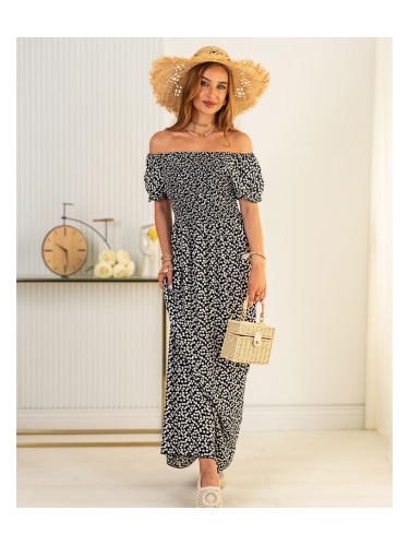 Resti Patterned black women's midi dress - Clothing