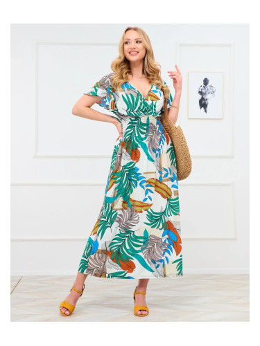 Resti White women's long dress with colorful floral pattern - Clothing