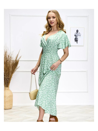 Resti Green women's maxi dress in floral pattern- Clothing