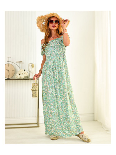 Resti Green women's maxi dress with floral print- Clothing