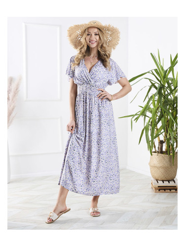 Resti Long purple women's dress with small flowers - Clothing