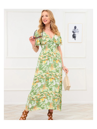 Resti Green women's long dress with fashionable pattern - Clothing