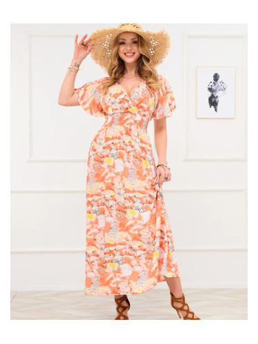 Resti Orange women's long dress with fashionable pattern - Clothing