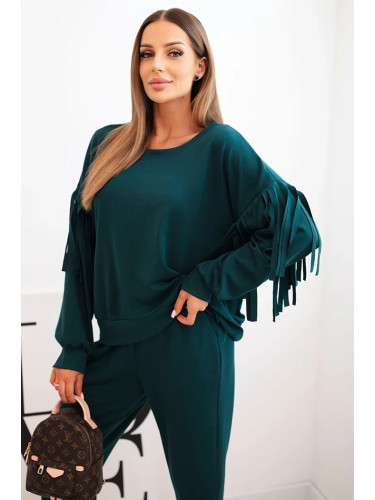 Kesi Włoski Women's butter set with fringes on the sleeves teal