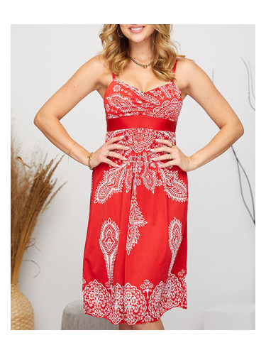 Resti Patterned women's short dress in red - Clothing