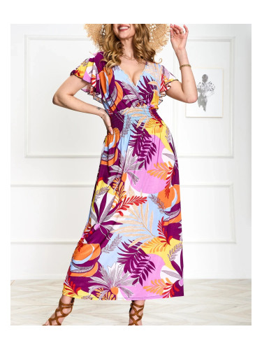 Resti Purple women's long dress with floral print - Clothing