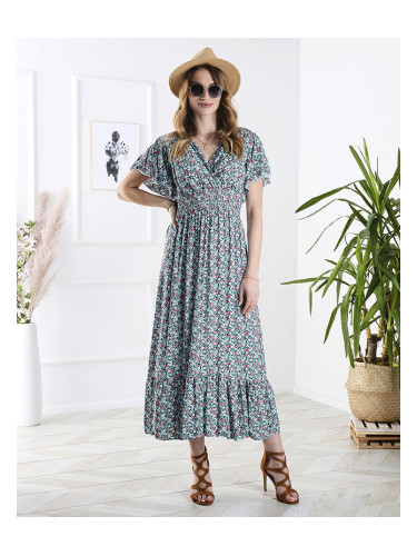 Resti Women's floral midi dress in blue- Clothing