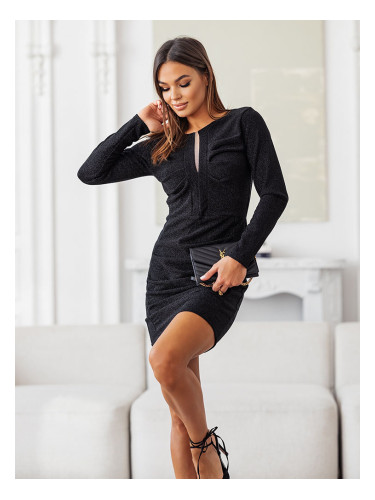 Resti Glossy crinkled women's mini dress in black