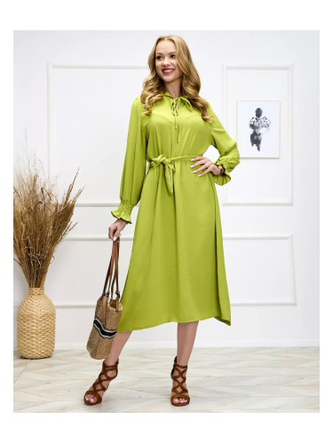 Resti Light green women's long dress with waist tie - Clothing