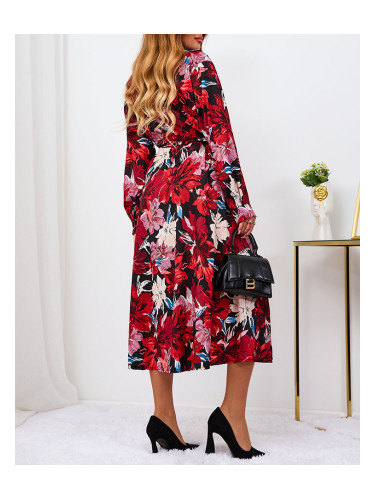 Resti Red and burgundy patterned women's maxi dress