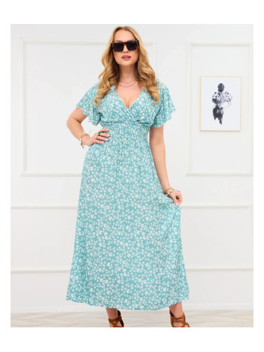 Resti Long green women's dress with floral motif - Clothing